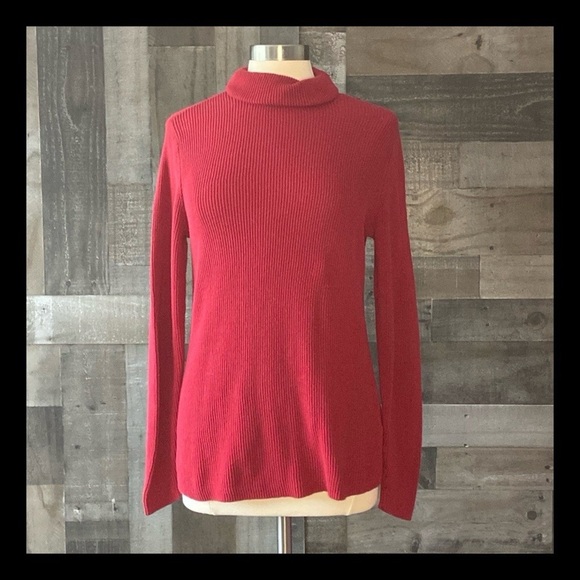 Croft & Barrow red turtleneck sweater medium classic preppy holiday party fall - Picture 1 of 11